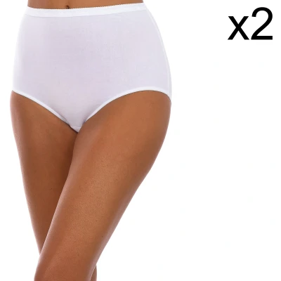 Abbildung von Playtex Damen Maxi Höschen aus Bio Baumwolle x2 Slip, Weiss, M