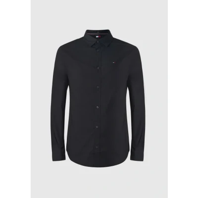 Abbildung von Tommy Jeans Original Stretch Shirt Hemd, Herren, Größe: XS, Black