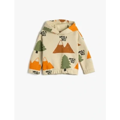Abbildung von Koton Babyboy Hoodie Nature Printed Long Sleeve Brushed Interior
