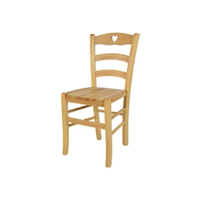 Abbildung von t m c s Tommychairs Stuhl Cuore für Küche und Esszimmer, Robuste Struktur aus Buchenholz in der Farbe Naturfarben lackiert Sitzfläche Holz