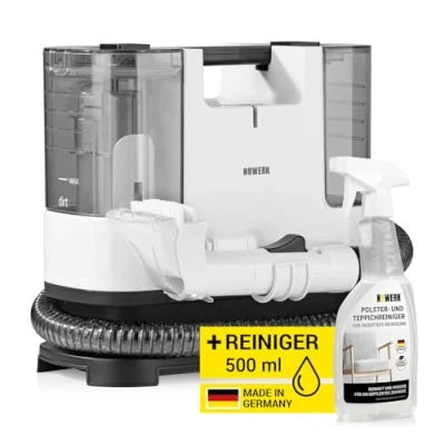 Abbildung von N8WERK Nass Trocken Sauger Portable Clean, Inkl. Reinigungsmittel Polster und Teppichreiniger, 400 W, leicht kompakt, Fleckenentferner, leistungsstarker Watt Motor