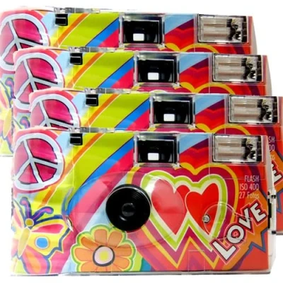 Abbildung von 4X 1A PHOTO PORST Einwegkamera Edition Love Kult, Rainbow mit Herzen, Blitz, Batterien und Film (4er Pack, je 27 Aufnahmen)