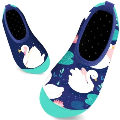 Abbildung von Kinder Badeschuhe Schwimmschuhe Wasserschuhe Mädchen Baby Strandschuhe Aquaschuhe Schnell Trocknend für Beach Pool(Kronenschwan28/29)