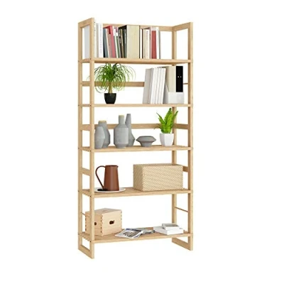 Abbildung von Casaria® Badregal Standregal Holz 5 Böden 58x27x136 cm Groß Stehend Offen 50kg Belastbarkeit Kiefer Bad Badezimmer Küche Wohnzimmer Keller Regal Natur