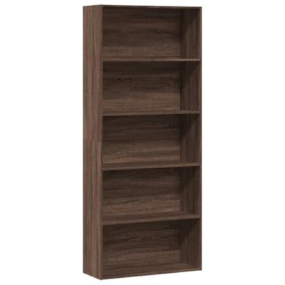 Abbildung von vidaXL Bücherregal, Bücherschrank mit 5 Fächern, Standregal für Wohnzimmer Büro, Büroregal Wandregal Raumteiler, Braun Eichen Optik Holzwerkstoff