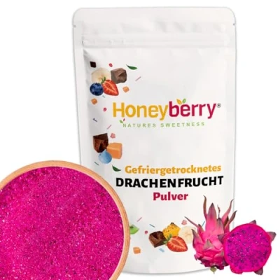 Abbildung von Gefriergetrocknetes Drachenfrucht Pulver Gefriergetrocknete Früchte Pitaya Gefriergetrocknet zum Backen, Smoothies &amp; Müsli Natürliches Drachenfrüchtpulver ohne Zusätze (250g)