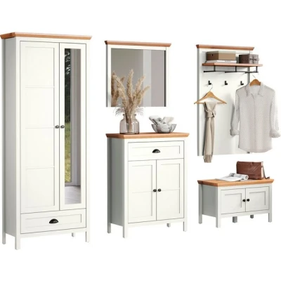 Abbildung von Home affaire Garderoben Set &quot;Vienna&quot;, (5 St.), inkl. Schrank, Kommode, Schuhbank, Spiegel und Garderobenpaneel