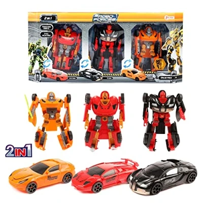 Abbildung von Toi Toys Spiel Spielzeugauto und Roboter 2in1 im 3er Set