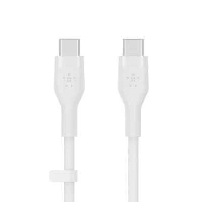 Abbildung von Belkin BoostCharge Flex Silikon USB C/USB C Ladekabel, IF zertifiziert zum Schnellladen mit Power Delivery PD für iPhone 15, Galaxy S24, Pixel, MacBook Pro, iPad Mini und Mehr, 1 m Weiß