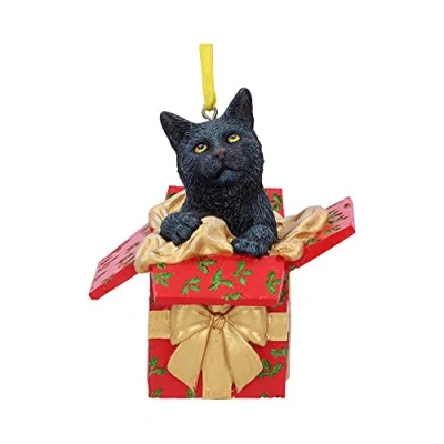 Abbildung von Nemesis Now Present Cat Hängeornament (LP), 9 cm, Rot
