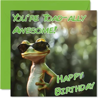Abbildung von Lustige Geburtstagskarten für Damen und Herren, coole Frosch Sonnenbrille, Happy Birthday Karte Mama, Vater, Bruder, Schwester, Onkel, Tante, Cousin, Großvater, Nanny, Freund, 145 mm x mm,