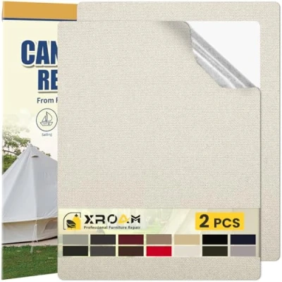 Abbildung von Flicken Selbstklebend Stoff, 21 x 30 cm Wasserdichtes Stoffklebeband, Selbstklebende Canvas für Outdoor Möbel, Bootabdeckungen, Sofas, Zelte, Lounge Stühle, Sonnenschutz, Elfenbein