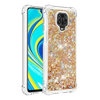 Abbildung von KBIKO zxl Handyhülle Xiaomi Redmi Note 9 Pro Glitzer, Hülle 9S, Flüssig Treibsand Mädchen Frauen Glitter Quicksand TPU Bumper Silikon Schutzhülle für Pro.Gold YBL