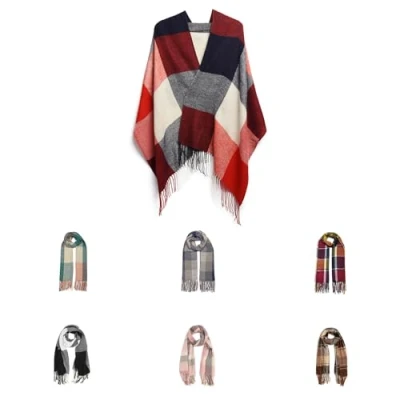 Abbildung von Good Nite Schal Damen Herren Winter Herbst Schals &amp; TüCher Für Kuschelig Flauschig Festlich Großer Karo Warm Weich Scarf Nüchtern und Stilvoll(Rot,200x60cm)