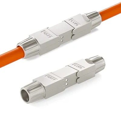 Abbildung von HB DIGITAL 2x CAT 7 LSA werkzeugloser Netzwerkkabel Verbinder STP feldkonfektionierbare Kupplung Adapter Verlängerung für LAN Verlegekabel Ethernet Installationskabel