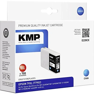 Abbildung von KMP E220CX 20 ml 2700 Seiten Cyan Tintenpatrone Tintenpatronen (Cyan, Epson, Workforce Pro WF 5620DWF/WF 5690DWF/WF 5110DDW/WF 5190DW/WF 4640/WF 4630, ml, 270 Seiten)