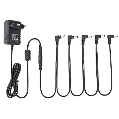Abbildung von Musiclily Pro EU Standard Gitarren Netzteil Power Supply Adapter 9V DC Mit 5 Wege Daisy Chain Kabel und Verpolungskabel für Effektpedale
