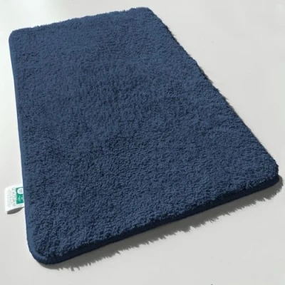 Abbildung von casa pura Badematte blau weicher, Flauschiger Badezimmerteppich in Shaggy Optik, Badvorleger rutschfest waschbar Duschvorleger, Teppich Fußmatte für Badezimmer, Dusche 80x150 cm, Sky Soft