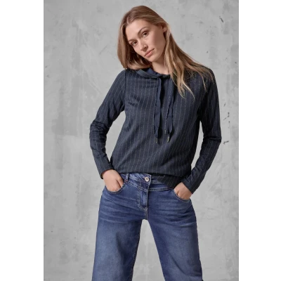 Abbildung von Cecil MIT Nadelstreifen Kapuzenpullover, Damen, Größe: Large, Blau