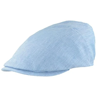 Abbildung von Breiter Herren Schiebermütze Flatcap, Schirmmütze 100% Leinen, Futter Baumwolle Leicht &amp; Bequem Hellblau meliert 62