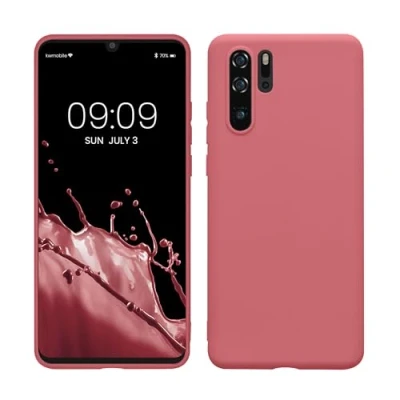 Abbildung von kwmobile Hülle kompatibel mit Huawei P30 Pro weiches TPU Silikon Case Cover geeignet für kabelloses Laden Dark Rose