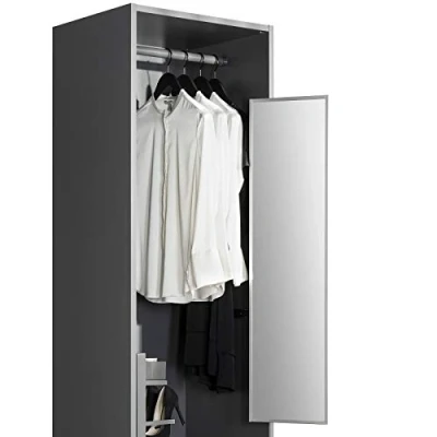 Abbildung von SOTECH Schrankspiegel anthrazit 1155 x 305 mm ausziehbar Kleiderschrank Spiegel schwenkbar 180 Teleskopspiegel