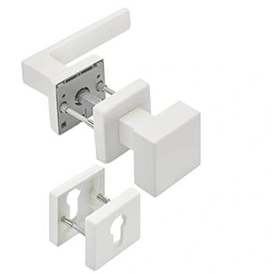 Abbildung von Türdrückergarnitur CUBE weiß Wechselgarnitur Türknauf und Türdrücker 120 x 22 mm Vierkant 8 von SOTECH