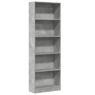 Abbildung von vidaXL Bücherregal, Bücherschrank Regal mit Stauraum, Standregal für Wohnzimmer Büro, Büroregal Aktenregal Aufbewahrungsregal, Betongrau Holzwerkstoff
