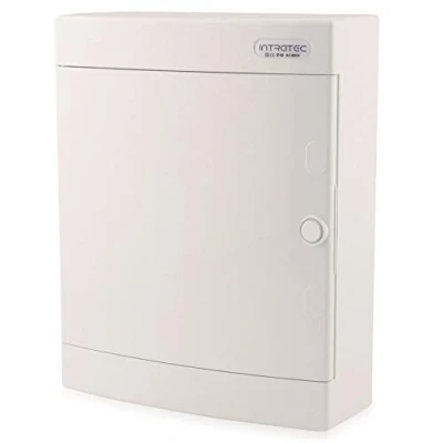 Abbildung von Intratec Sicherungskasten Aufputz, IP40 Verteilerkasten Gehäuse innen, mit weißer Tür für Trockenraum Installation, 2 reihig, 24 Module, 361 x 287 112 mm, Weiß