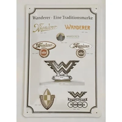 Abbildung von Audi A8 8978 Blechschild Wanderer Traditionsmarke Stahlblech Schild