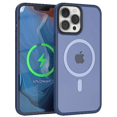 Abbildung von EAZY CASE induktiv Laden Hülle kompatibel mit iPhone 13 Pro Max MagSafe (Wireless Charging), dünne schützende Hülle, Matt Schlanke Handyhülle, samtige Touch in Nacht Blau