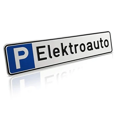Abbildung von Betriebsausstattung24 Geprägtes Parkplatzschild aus Aluminium in Nummernschildform Elektroauto KFZ Kennzeichen für Ihren Parkplatz &amp; Stellplatz 52,0 x 11,0 cm