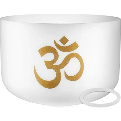 Abbildung von Sonic Energy 16 Zoll Kristallklangschale Mit OM Symbol 136,10 Hz, Ton Cis3 Für Meditation, Yoga, Klangheilung Inkl. Silikonring (PCSB16OM)