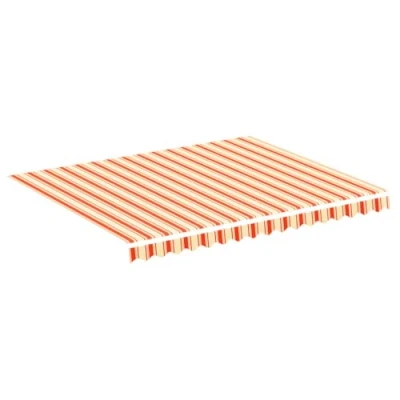 Abbildung von vidaXL Markisenbespannung Wasserabweisend Markisestoff Markisentuch Ersatzstoff mit Volant Markisevolant für Markise Gelb Orange 3x2,5m