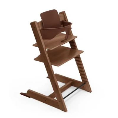 Abbildung von Stokke Tripp Trapp Hochstuhl, Warm Brown Inklusive Stuhl + Baby Set2 für Kinder von 6 36 Monaten Verstellbar, ergonomisch &amp; leicht zu reinigen
