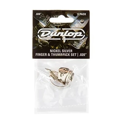 Abbildung von Jim Dunlop Finger und Daumenplektren, Nickel, silberfarben, Stärke 013 (33P013) 5 .020