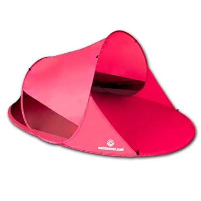 Abbildung von outdoorer Wurfmuschel Zack II pink große Strandmuschel, Popup Strandzelt mit UV Schutz 60, Sonnenschutz und Windschutz am Strand