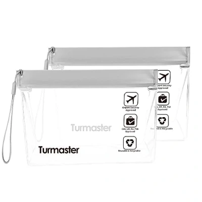 Abbildung von Turmaster 2 Packen Flughafen zugelassener durchsichtiger Kulturbeutel, auslaufsichere Flughafensicherheit zugelassene Flüssigkeitsbeutel 20 * 14.5 5cm, wasserdichte Reisekulturbeutel, Grau
