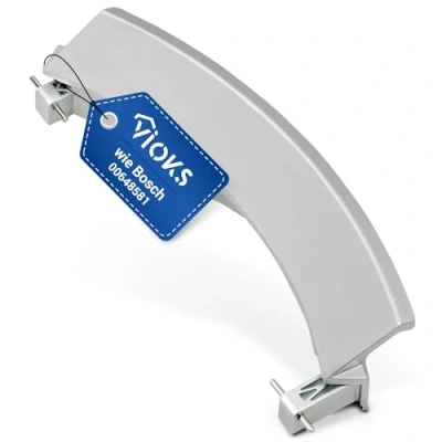 Abbildung von VIOKS Türgriff Silber mit Achsen Ersatz für 00648581 &amp; 00751783 Siemens Constructa Bosch Waschmaschine Griff Waschtrockner Kunststoff