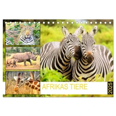 Abbildung von Afrikas Tiere. Majestäten in exotischer Wildnis (Tischkalender 2025 DIN A5 quer), CALVENDO Monatskalender