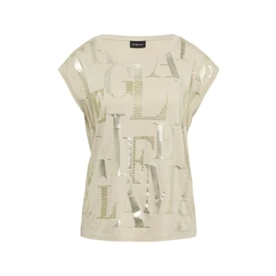 Abbildung von s.Oliver Black Label MIT GLÄNZENDEM Folien Tshirt print, Damen, Größe: 34, Helles beige