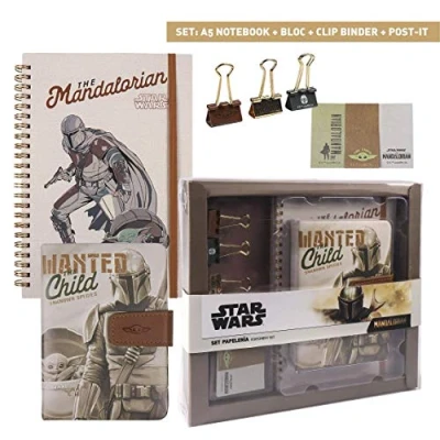 Abbildung von CERDÁ LIFE&#039;S LITTLE MOMENTS Damen The Mandalorian Schreibset mit Heft, Notizblock, Aufkleber und Klammer, Mehrfarbig, M