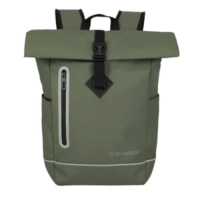 Abbildung von Travelite Rolltop Rucksack wasserfest, Fahrradrucksack, Freizeitrucksack mit Verschluss &amp; Reflektoren, BASICS, 48 cm, 19 Liter