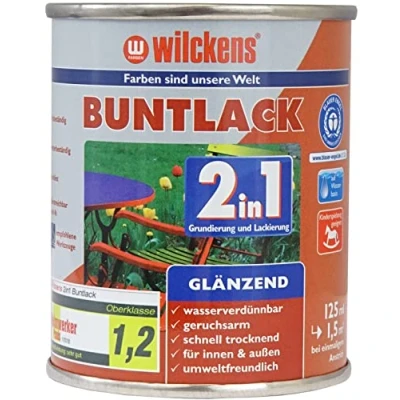 Abbildung von Wilckens 2in1 Acryl Buntlack für Innen und Außen, glänzend, 125 ml, RAL 6005 Moosgrün