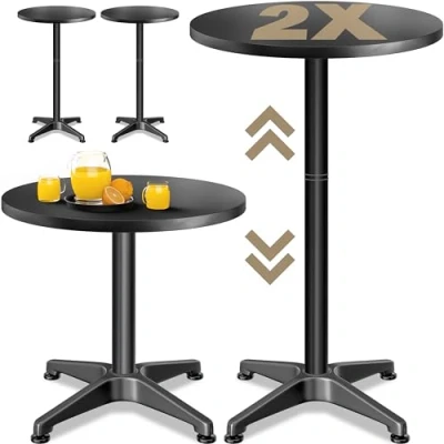Abbildung von Casaria Stehtisch (2 St), Höhenverstellbar 70cm/115cm Hoch Alu Rund Ø60cm Bistrotisch Wetterfest