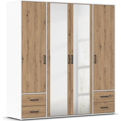 Abbildung von rauch Drehtürenschrank &quot;Kleiderschrank Schrank Garderobe Wäscheschrank VOYAGER&quot;, (in 3 verschiedenen Ausstattungen BASIC/CLASSIC/PREMIUM), mit modernen Griffen in Graumetallic, inkl. Schubkästen und Spiegel