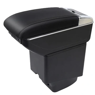 Abbildung von für Captur Kaptur 2014 2018 Armlehne Mittelkonsole Aufbewahrungsbox mit Getränkehalter (a,Doppelschicht USB Alles schwarz)