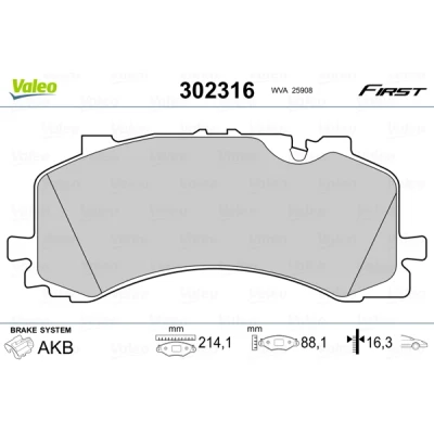 Abbildung von VALEO 302316 Bremsbelagsatz Vorderachse exkl. Verschleißwarnkontakt mit Anti Quietsch Blech AUDI: Q7, A6 C8 Avant, Limousine