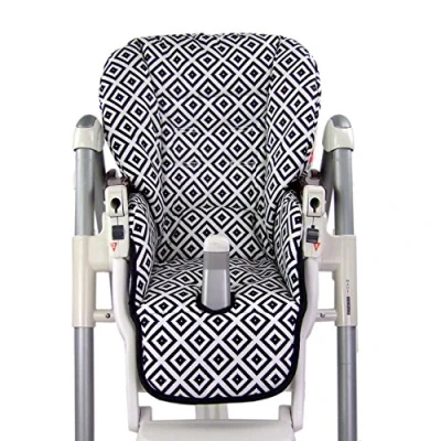Abbildung von BAMBINIWELT Sitzkissen Ersatzbezug Bezug kompatibel mit Peg Perego Prima Pappa Diner DESIGN (schwarz wei0 Karos)