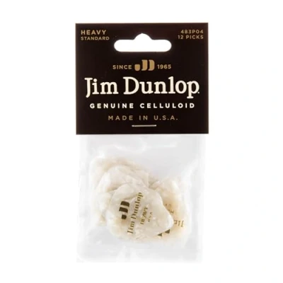 Abbildung von JIM DUNLOP Plektrum Genuine Celluloid Classic, 12 Stück, Perlweiß, Stark